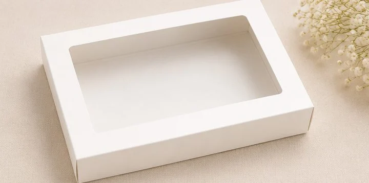 Białe pudełko z okienkiem 20 × 15 × 3 cm